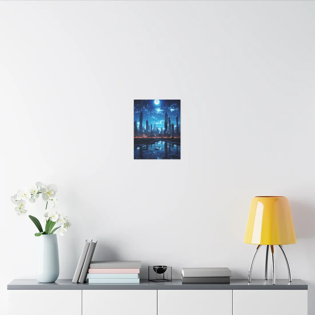 Cyberpunk Night: Quiet Cityscape Digital Art - Canvas