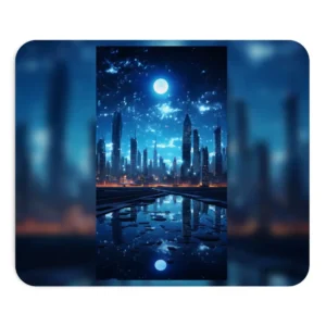 Moonlit Blue Metropolis Mouse Pad