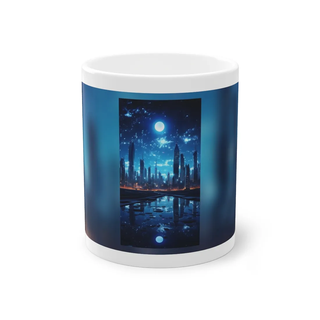 Cyberpunk Night: Quiet Cityscape Digital Art - Mug