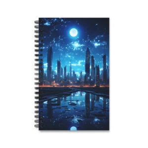 Moonlit Blue Metropolis Spiral Notebook