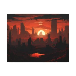 Dystopian City at Sunset Canvas Print