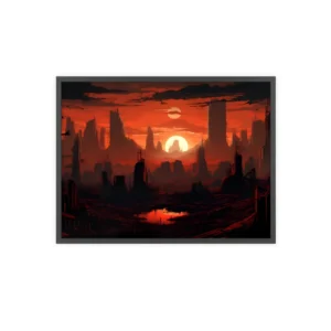 Dystopian City at Sunset Framed Poster