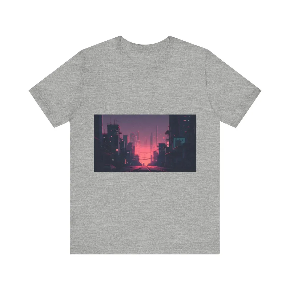 Cyberpunk Nighttime Cityscape: Melancholic Mood - T-Shirt