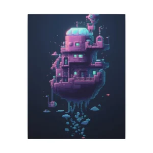 Floating Pixel Tower Island Canvas Print