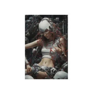 Woman with Robotic Machinery Metal Poster