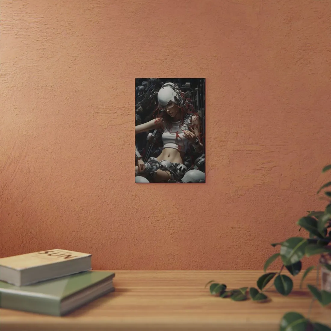 Cyberpunk Survivor: Woman with Mechanical Arm - Metal Poster