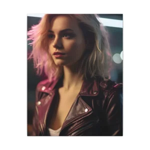 Blonde Woman in Burgundy Jacket Canvas Print