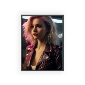 Blonde Woman in Burgundy Jacket Framed Poster