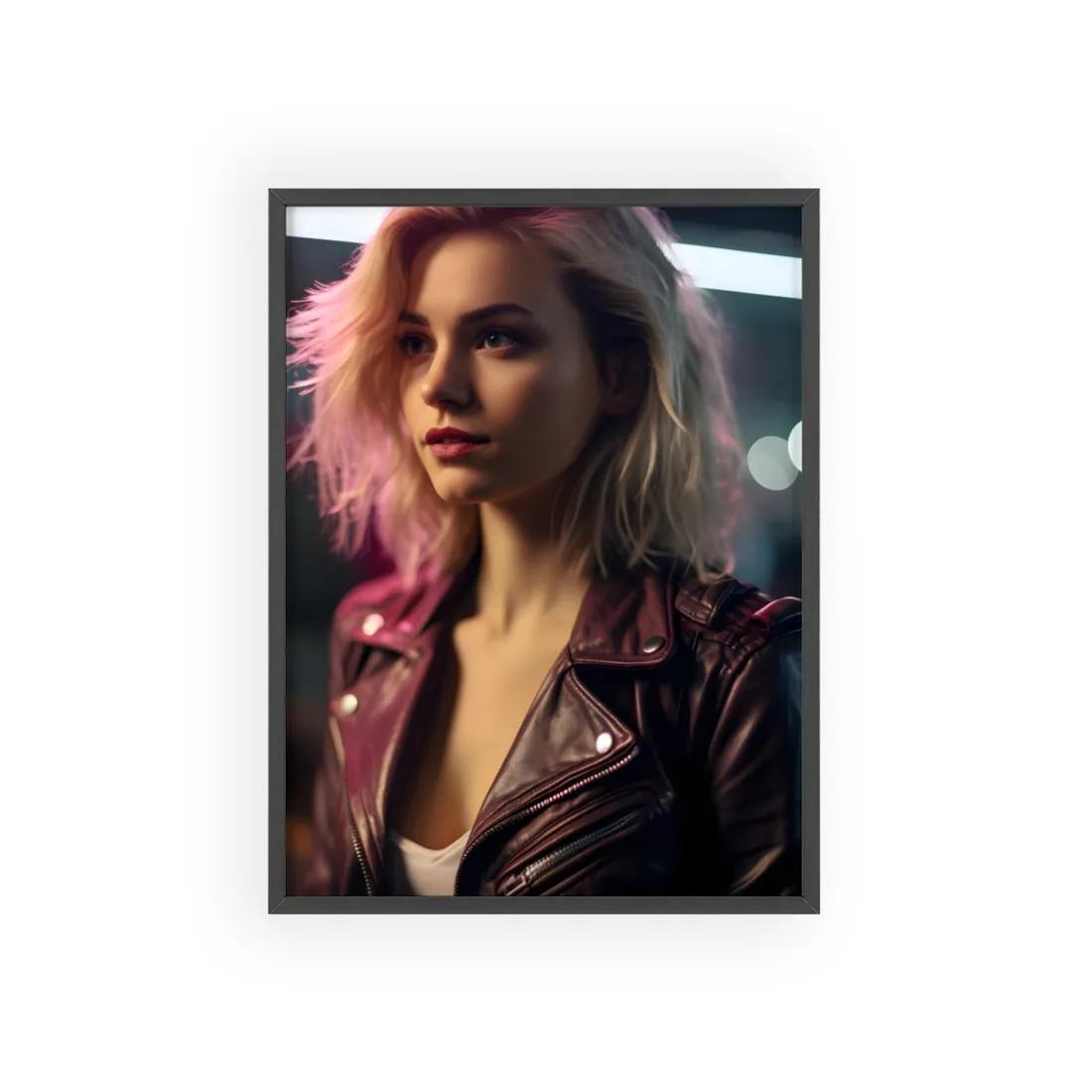 Cyberpunk Teen Close-Up - Framed Poster