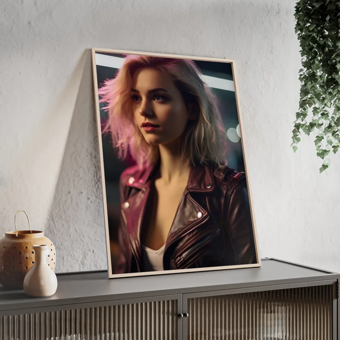 Cyberpunk Teen Close-Up - Framed Poster