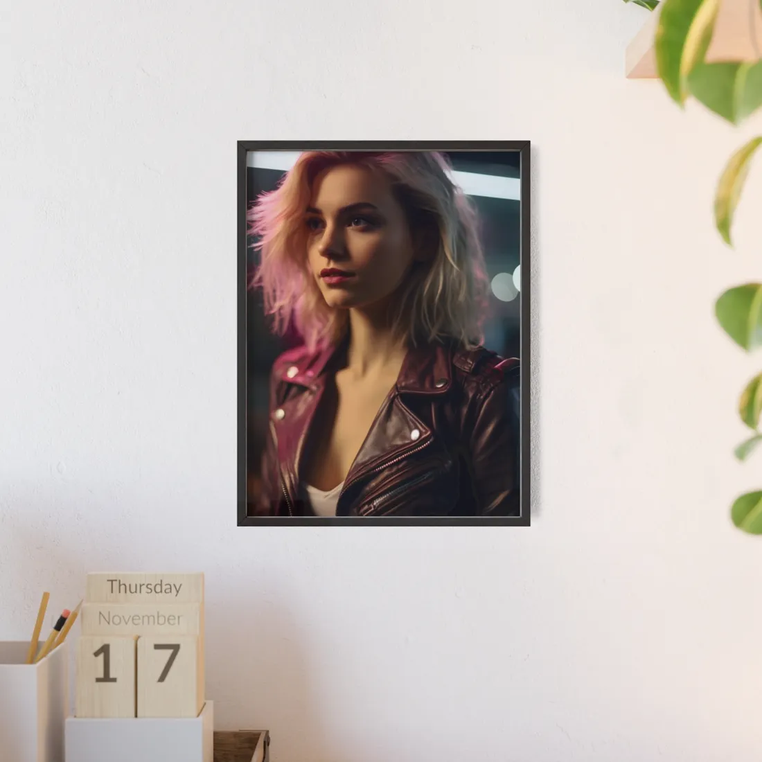 Cyberpunk Teen Close-Up - Framed Poster
