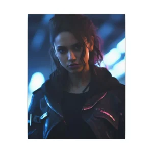 Woman in Neon Jacket Portrait Canvas Print