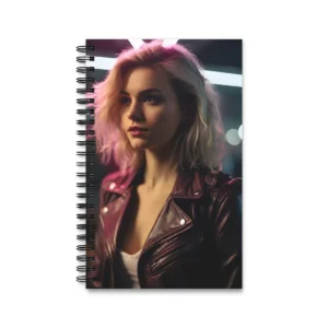 Blonde Woman in Burgundy Jacket Spiral Notebook