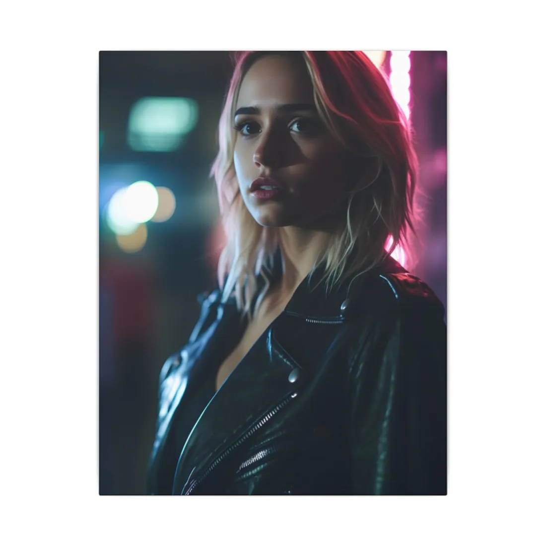 Cyberpunk Teen: Dark Eyes Digital Art - Canvas