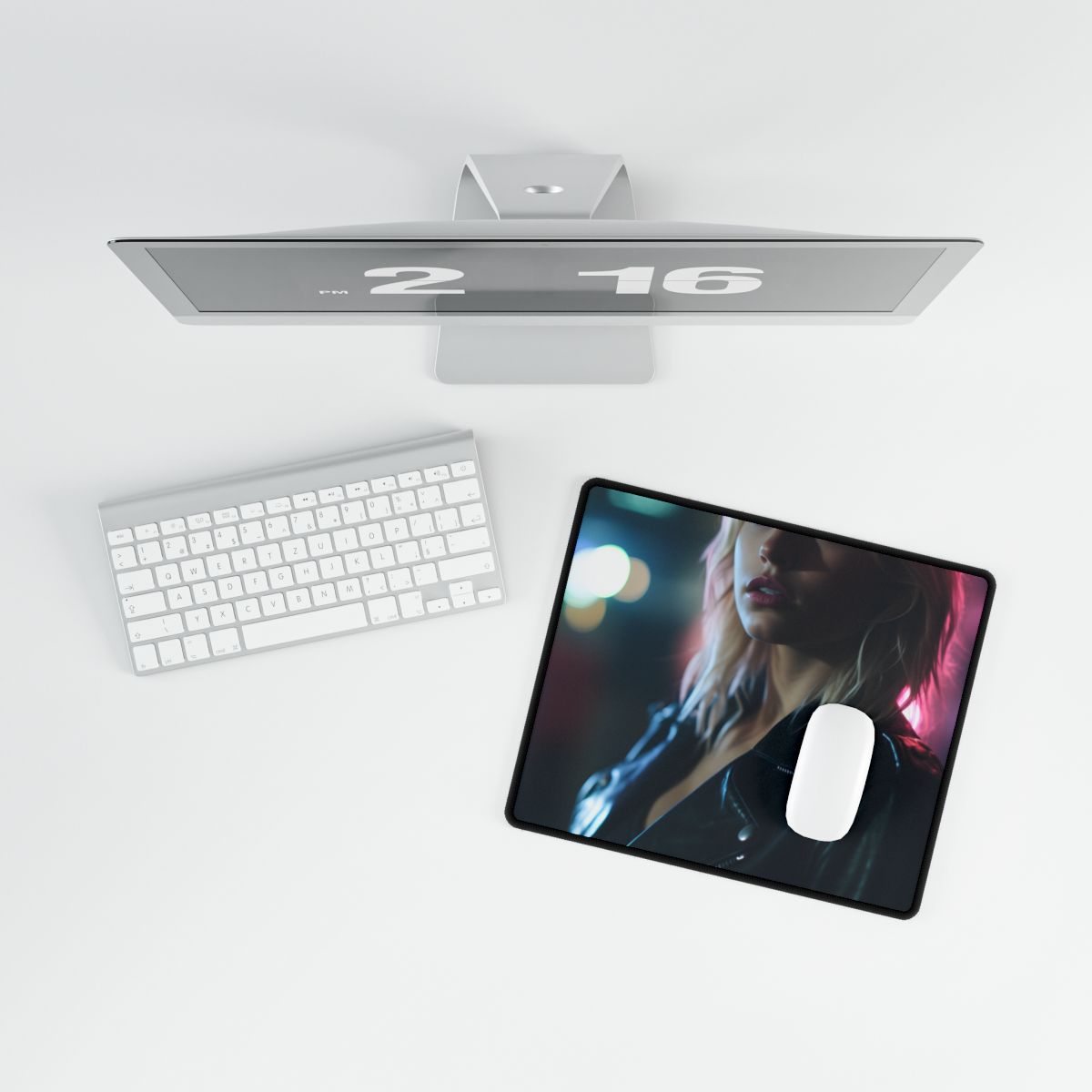 Cyberpunk Teen: Dark Eyes Digital Art - Desk Mat