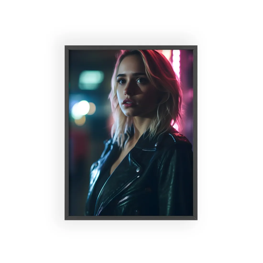 Cyberpunk Teen: Dark Eyes Digital Art - Framed Poster