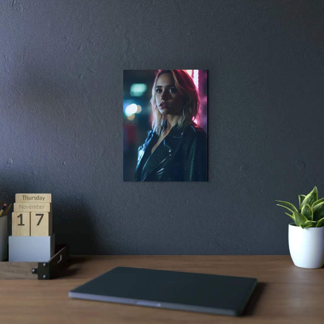 Cyberpunk Teen: Dark Eyes Digital Art - Metal Poster