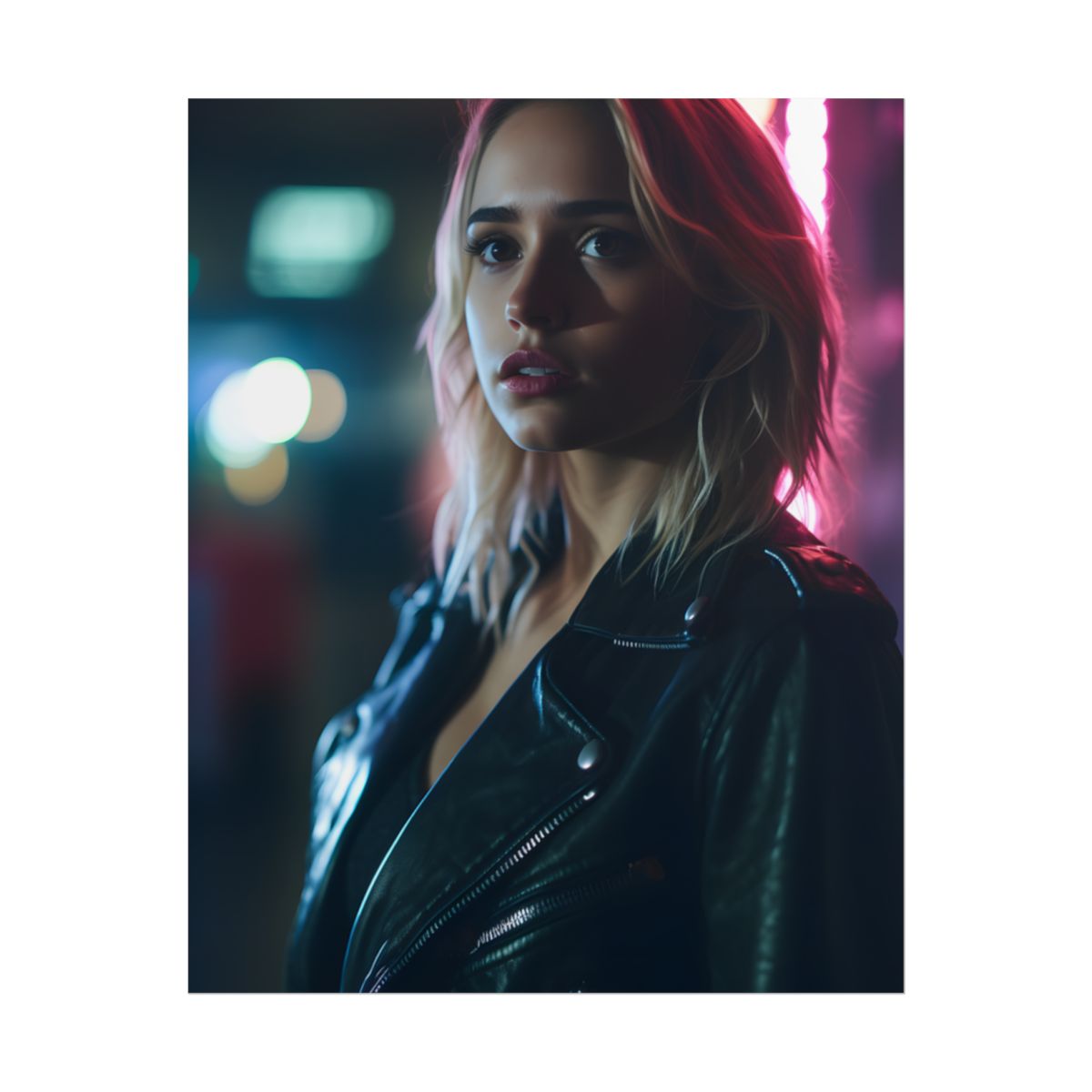 Cyberpunk Teen: Dark Eyes Digital Art - Poster