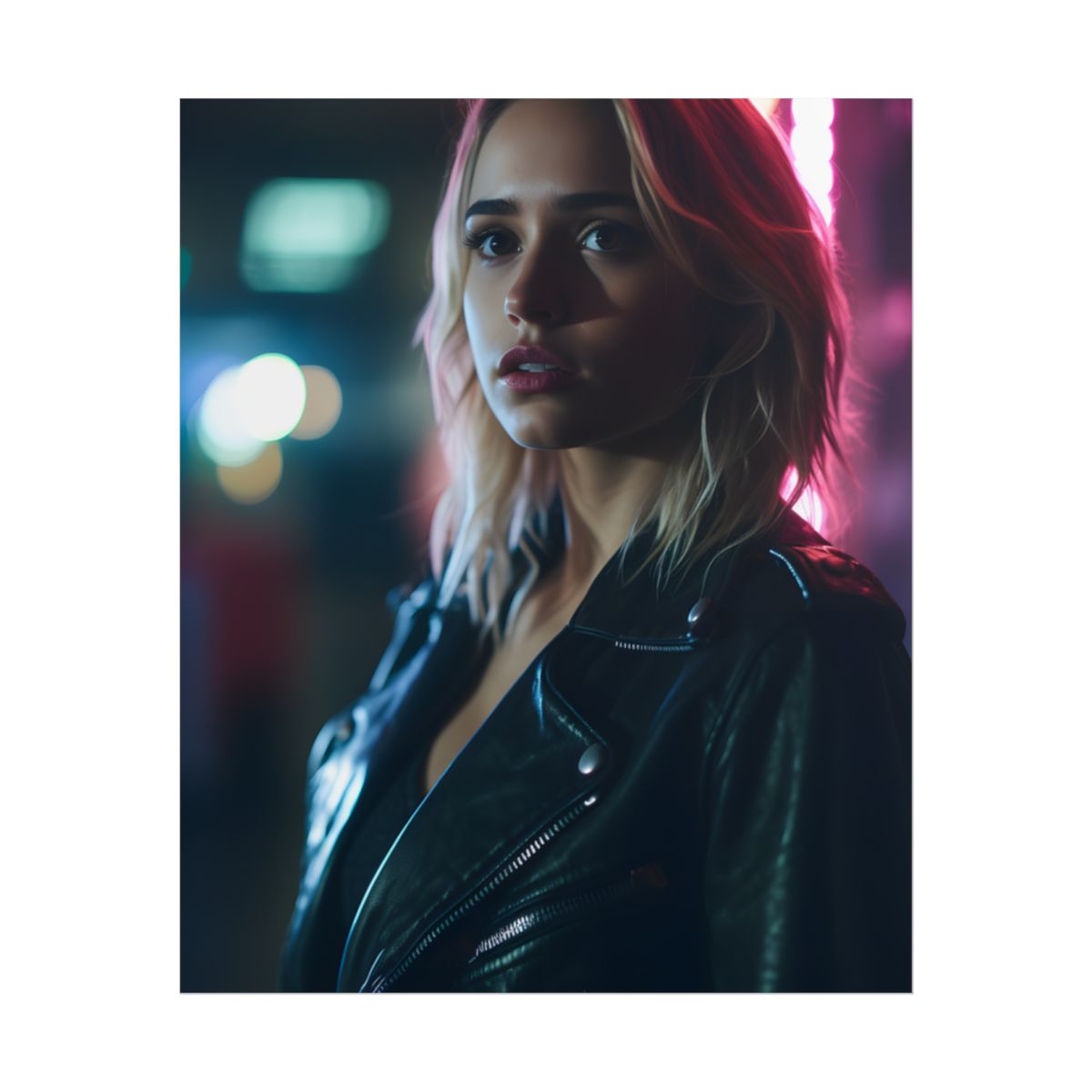Cyberpunk Teen: Dark Eyes Digital Art - Poster