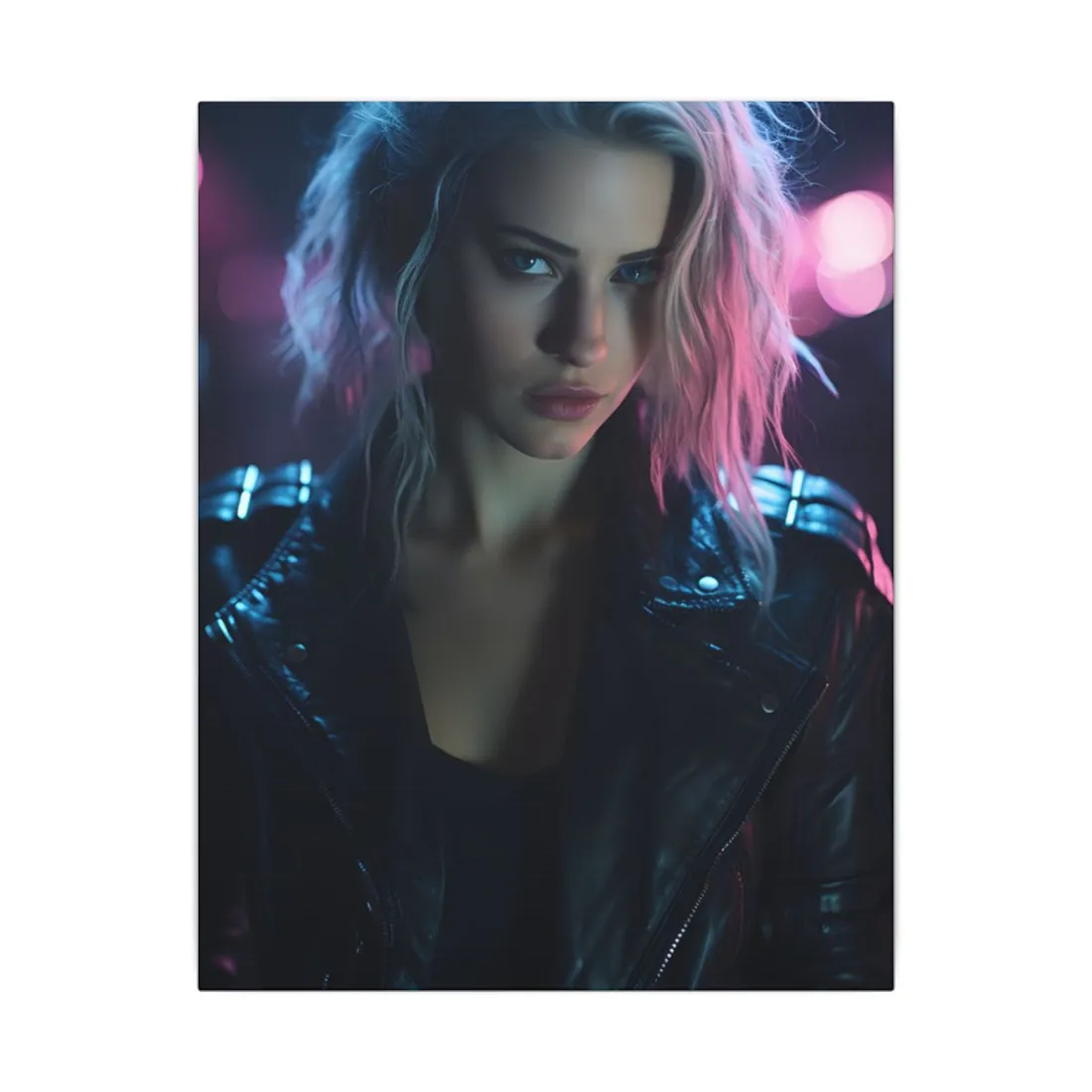 Cyberpunk Teen: Moody Expression Digital Art - Canvas