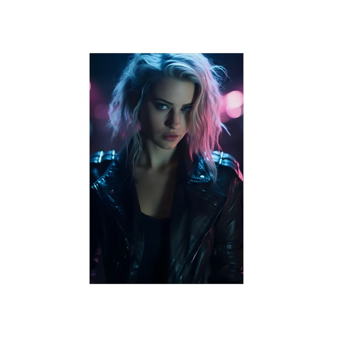Cyberpunk Teen: Moody Expression Digital Art - Metal Poster