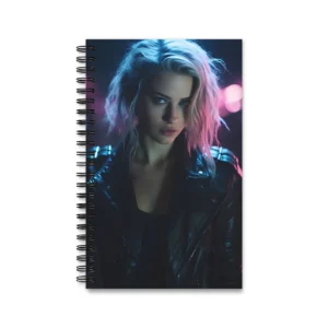 Woman Under Neon Lights Spiral Notebook