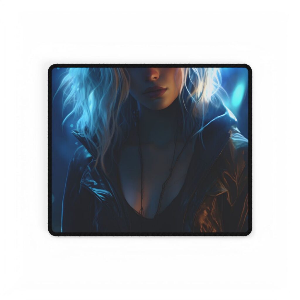 Cyberpunk Teenage Beauty: Close-Up Digital Art - Desk Mat