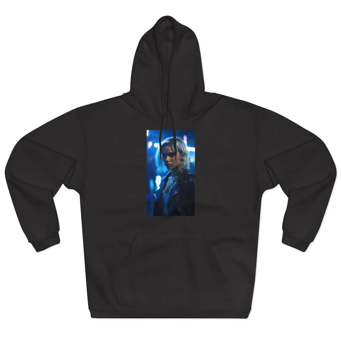 Cyberpunk Teenage Blonde Woman: Close-Up Portrait - Hoodie
