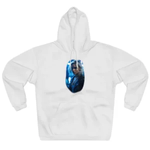 Woman in Blue Neon Lights Hoodie