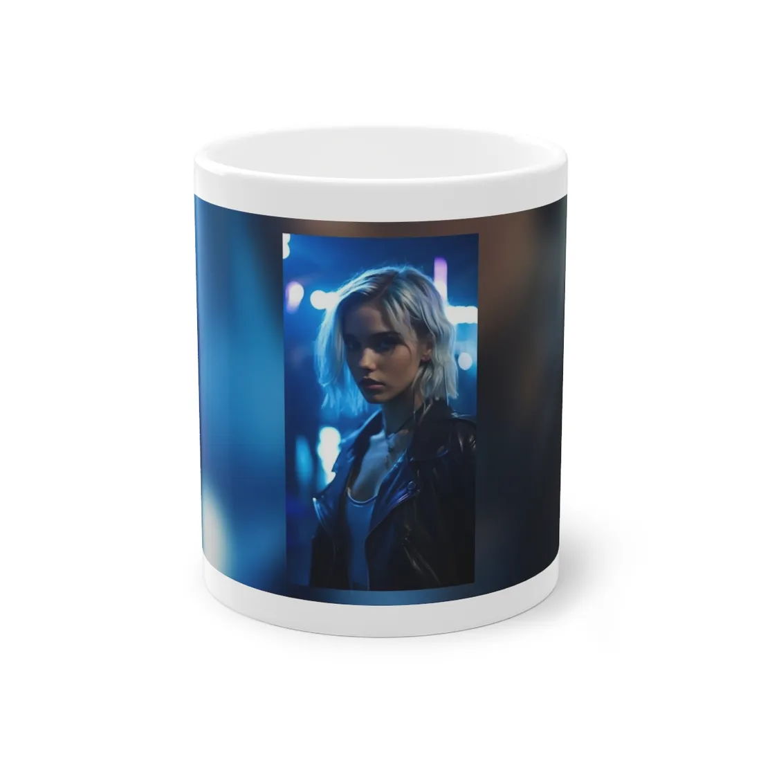Cyberpunk Teenage Blonde Woman: Close-Up Portrait - Mug