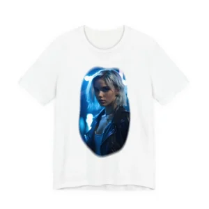 Woman in Blue Neon Lights T-Shirt