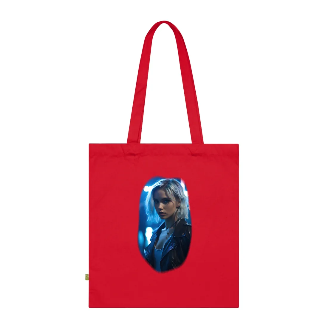 Cyberpunk Teenage Blonde Woman: Close-Up Portrait Tote Bag - Tote Bag (Classic Red)