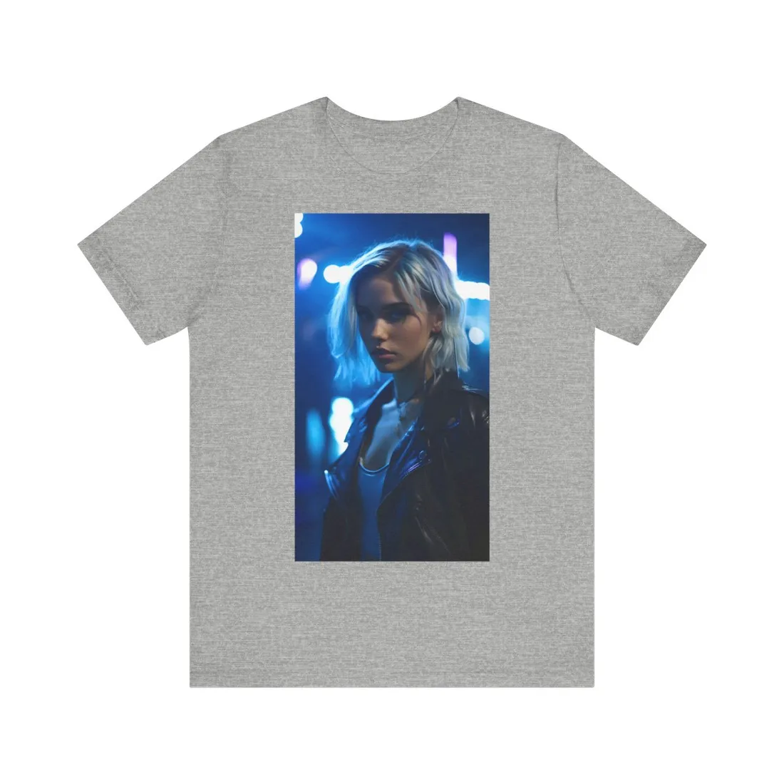 Cyberpunk Teenage Blonde Woman: Close-Up Portrait - T-Shirt
