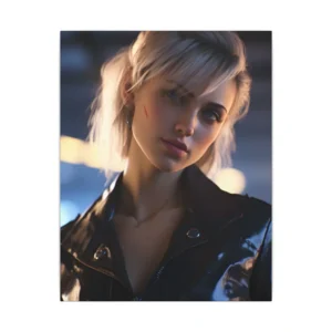 Blonde Woman in Black Jacket Canvas Print