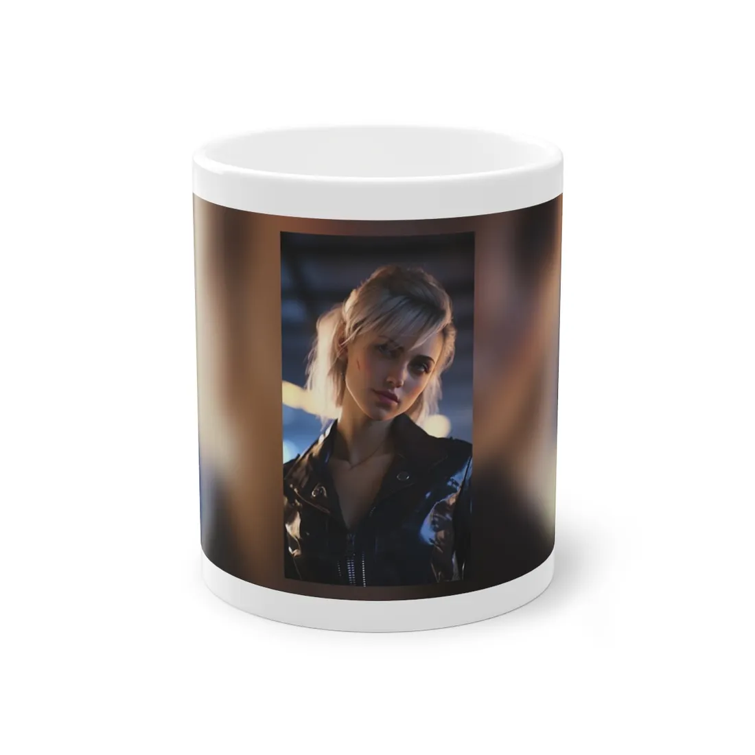 Cyberpunk Teenage Girl: Blonde Digital Art - Mug