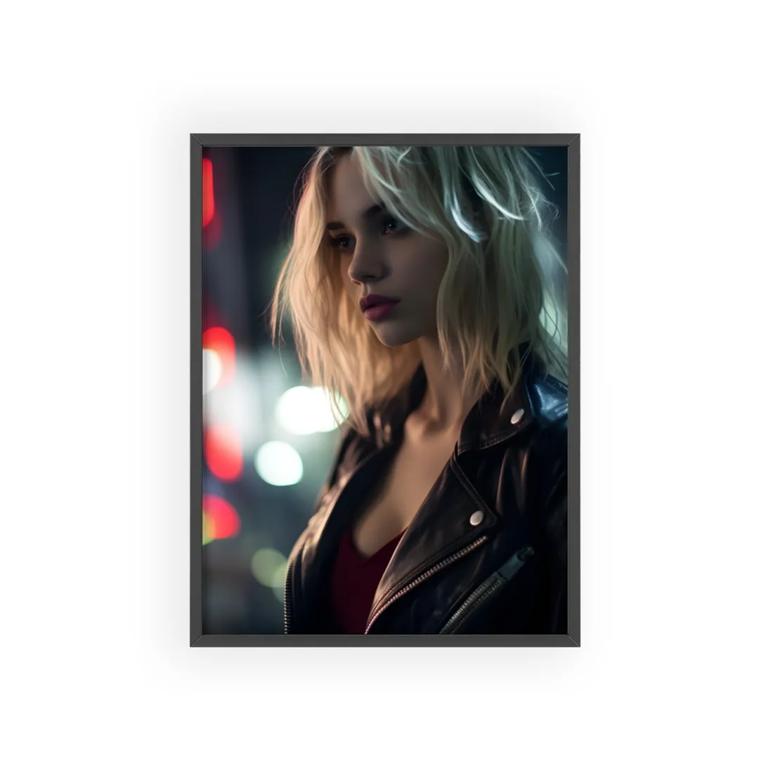 Cyberpunk Youth: Close-Up Portrait - Framed Poster