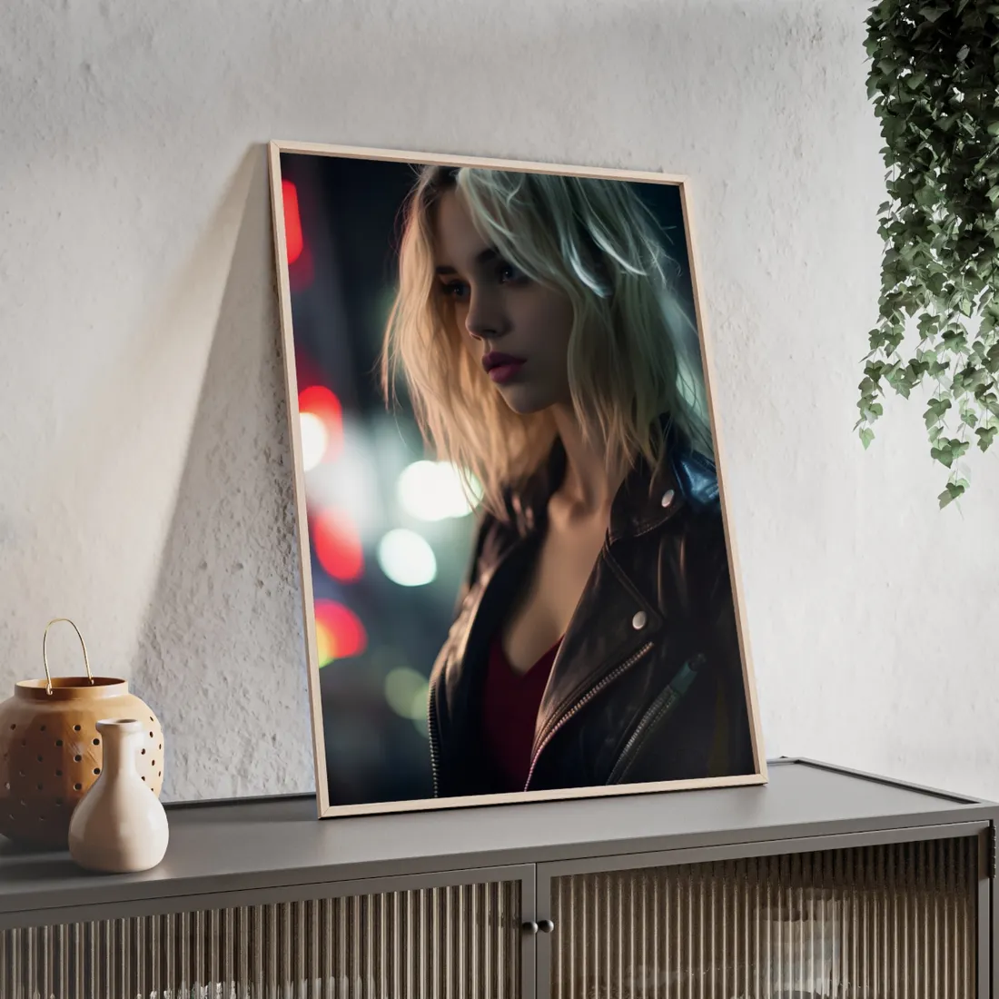 Cyberpunk Youth: Close-Up Portrait - Framed Poster