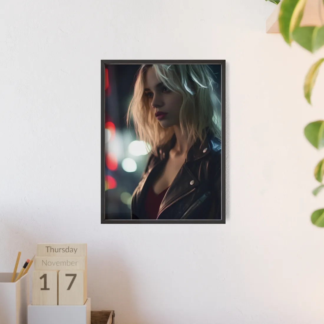 Cyberpunk Youth: Close-Up Portrait - Framed Poster