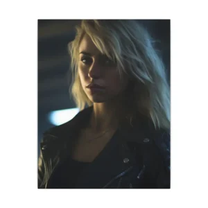 Blonde Woman in Leather Canvas Print