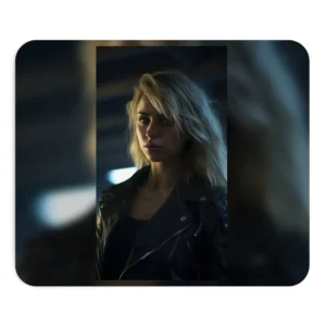 Blonde Woman in Leather Mouse Pad