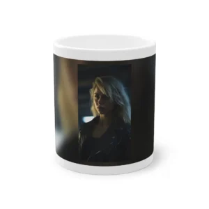 Blonde Woman in Leather Mug