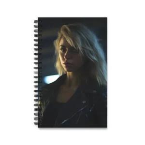 Blonde Woman in Leather Spiral Notebook
