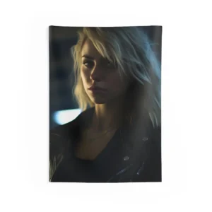 Blonde Woman in Leather Wall Tapestry