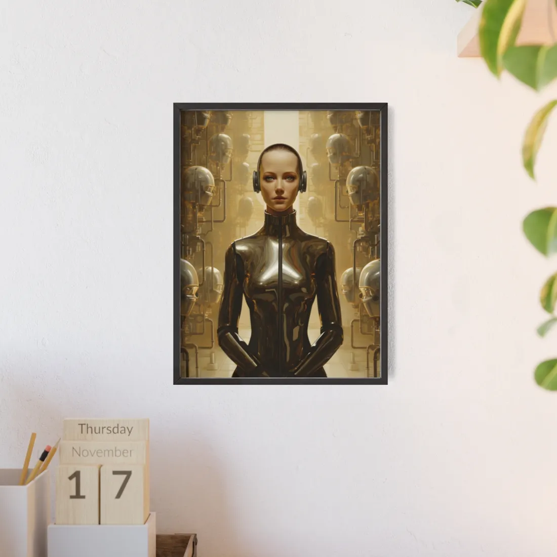 Daring Art Heist: Robotic Thieves Steal Masterpiece - Framed Poster