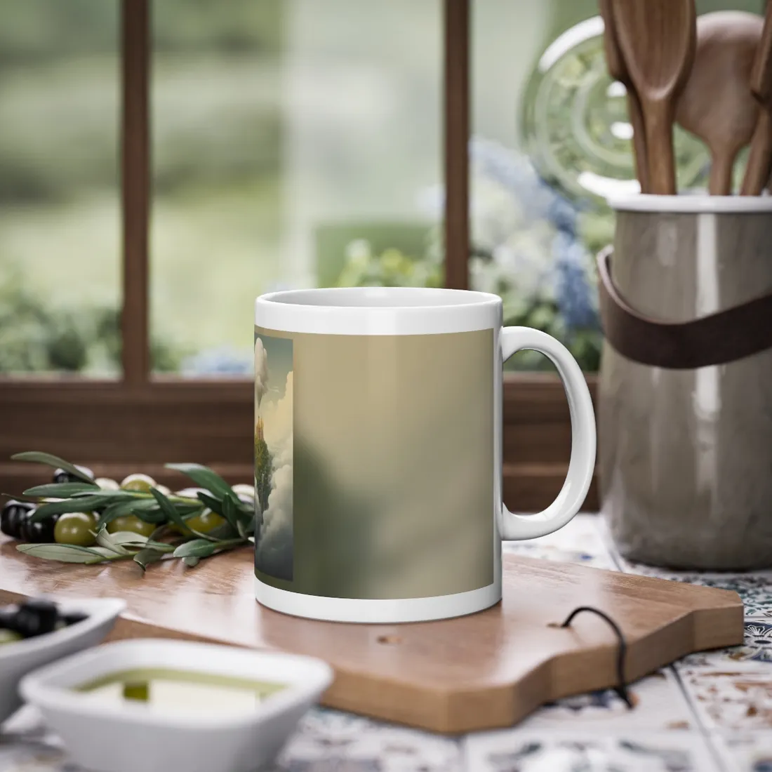 Dark Blue Denim Jeans: Stitched Details Close-Up - Mug