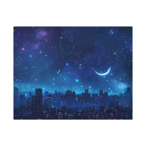 Starry Night City Skyline Canvas Print