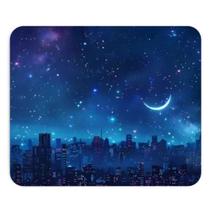 Starry Night City Skyline Mouse Pad