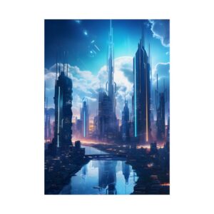 Futuristic City Waterfront Poster