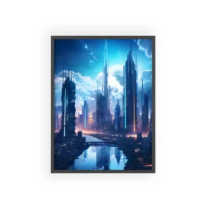 Futuristic City Waterfront Framed Poster