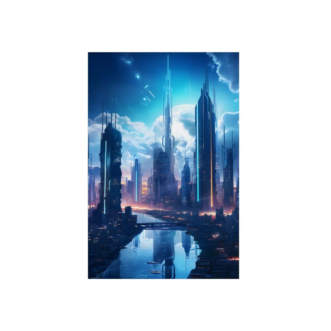 Dark Future Cityscape: Cyberpunk Dystopia Neon - Metal Poster